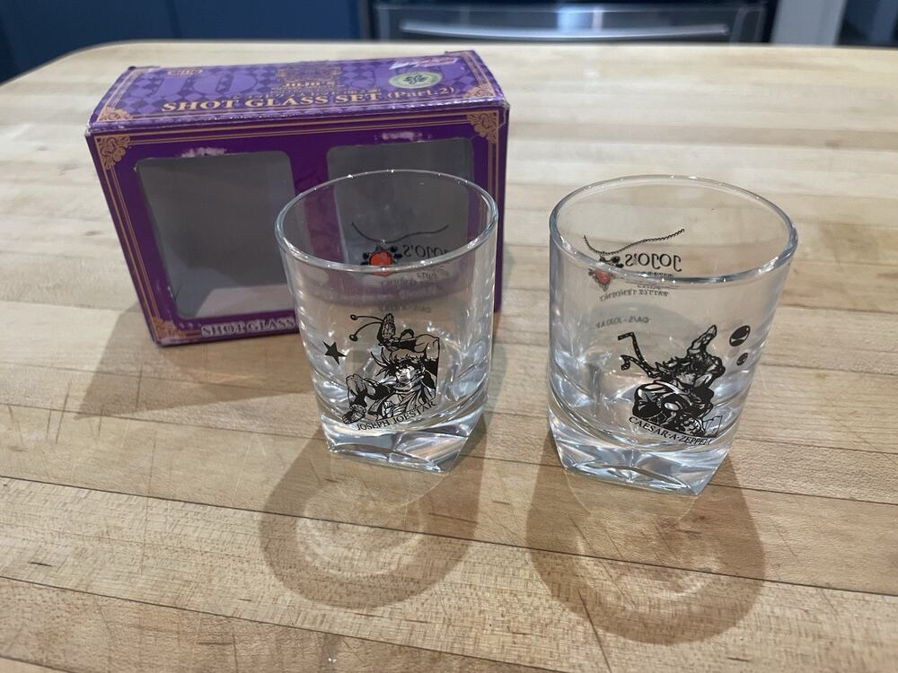 JoJos Bizarre Adventure Joseph & Caesar Shot Glass Set Japanese Import Open Box